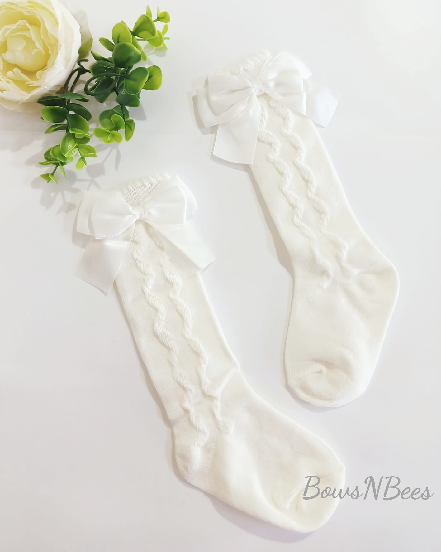 Textured Double Bow Princess Socks