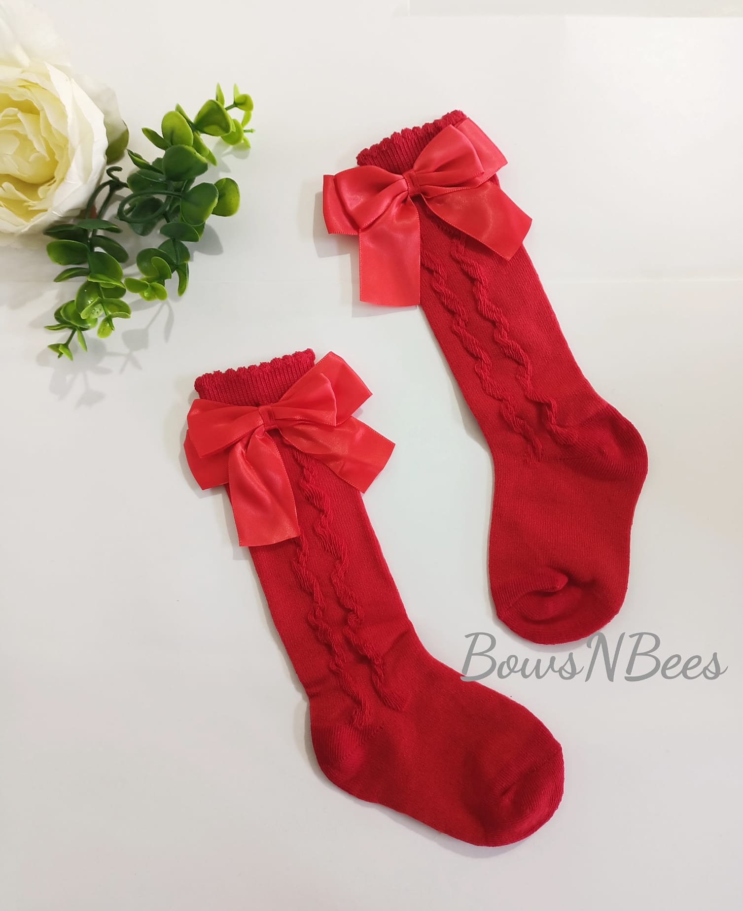 Textured Double Bow Princess Socks