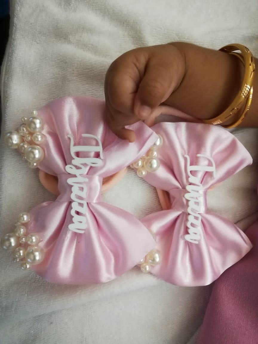Name Pearl Bow Headband/Clip - Image 2