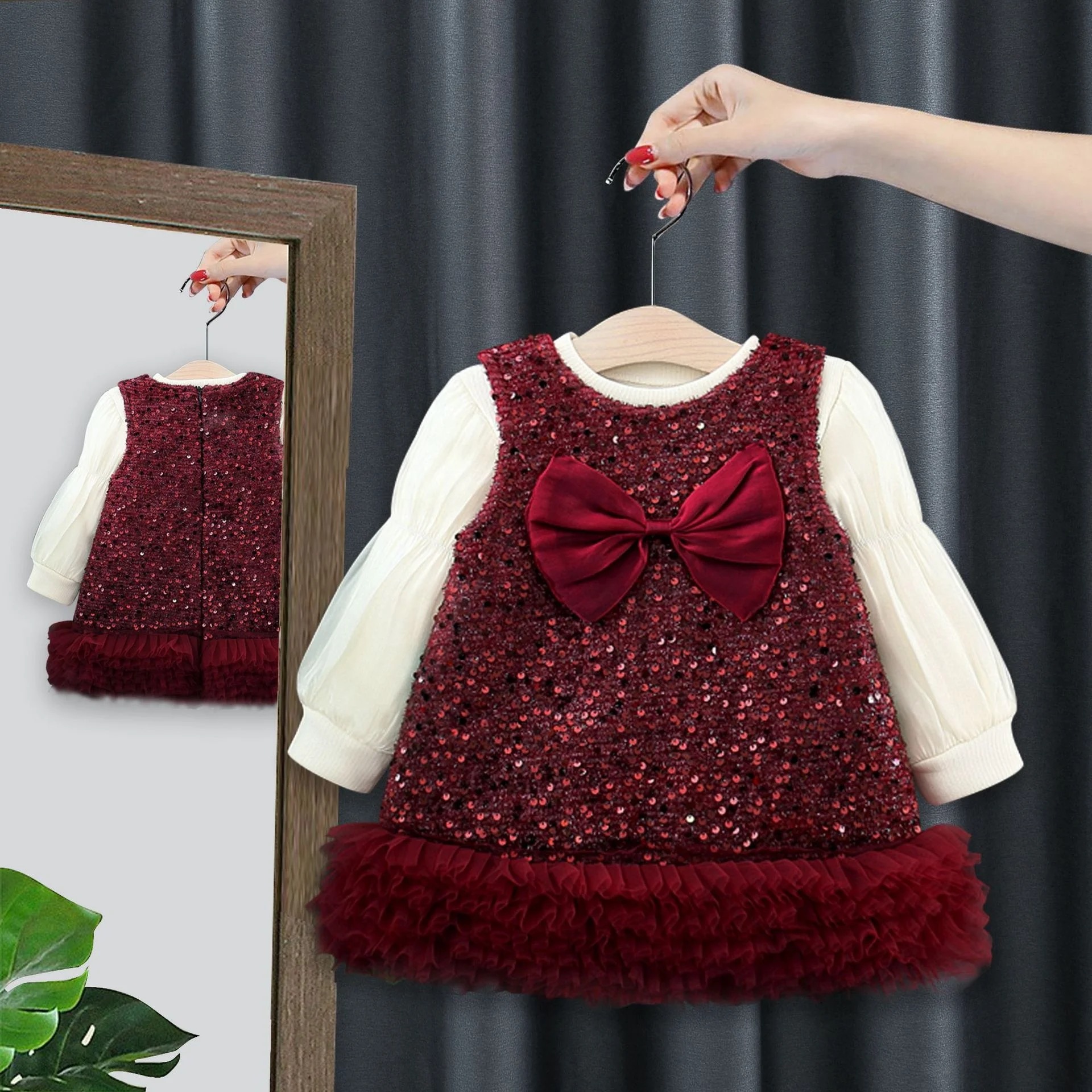 Plum shimmer dress set - Image 5